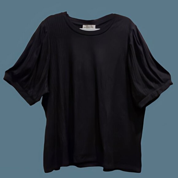 NWT Philosophy Black Ribbed Flutter Sleeve Top - 3X - Picture 1 of 9
